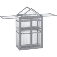 Chilli Garden Cold Frame Polycarbonate Greenhouse with Adjustable Shelves, Double Doors, Openable Top Covers, Grow House