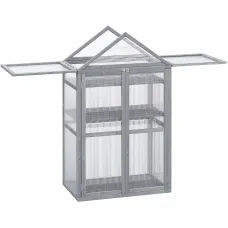 Chilli Garden Cold Frame Polycarbonate Greenhouse with Adjustable Shelves, Double Doors, Openable Top Covers, Grow House