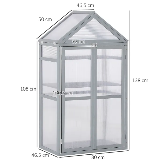 Chilli Garden Cold Frame Polycarbonate Greenhouse with Adjustable Shelves, Double Doors, Openable Top Covers, Grow House