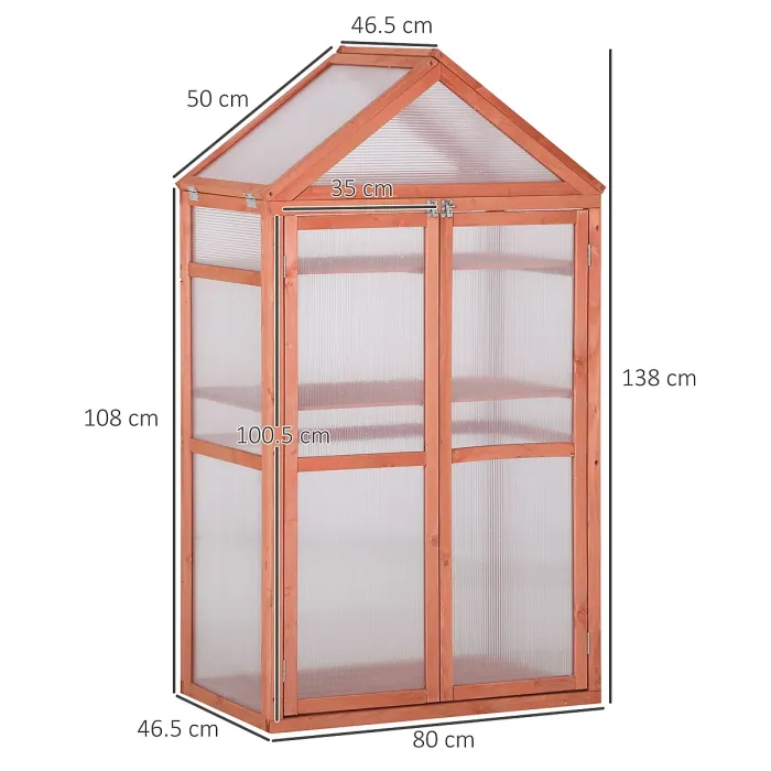Chilli Garden Cold Frame Polycarbonate Greenhouse with Adjustable Shelves, Double Doors, Openable Top Covers, Grow House