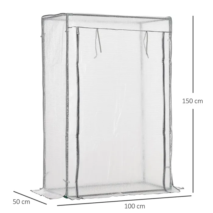 Chilli 100 x 50 x 150cm Tomato Greenhouse with Roll-up Door, Mini Greenhouse with PE Cover, Outdoor Grow House Small Green House