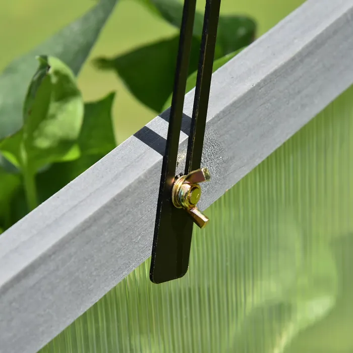 Chilli Wooden Cold Frame, Small Polycarbonate Greenhouse for Plants with Openable & Tilted Top Cover, Grey, 100 x 65 x 40cm