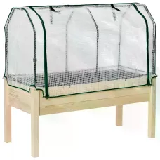 Chilli Raised Garden Bed Outdoor Elevated Wood Planter Box w/ PE Cover, Natural