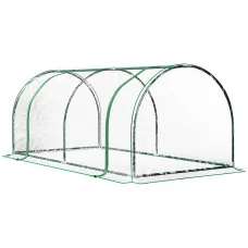 Chilli Tunnel Greenhouse Green Grow House for Garden Outdoor, Steel Frame, PE Cover, Transparent, 200 x 100 x 80cm