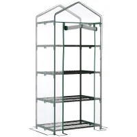 Chilli 4 Tiers Mini Portable Greenhouse Compact Plant Grow Shed Metal Frame Transparent Clear Cover 160H x 70L x 50Wcm