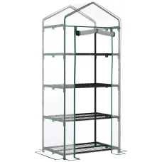 Chilli 4 Tiers Mini Portable Greenhouse Compact Plant Grow Shed Metal Frame Transparent Clear Cover 160H x 70L x 50Wcm