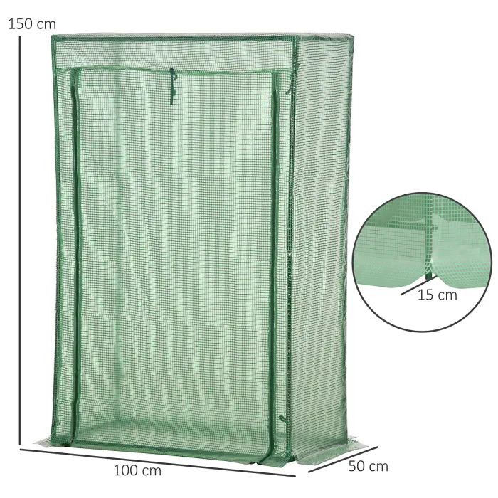 Chilli 100 x 50 x 150cm Tomato Greenhouse Steel Frame PE Cover with Roll-up Door Outdoor for Backyard, Balcony, Garden, Green