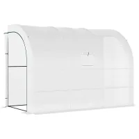 Chilli Outdoor Walk-In Greenhouse, Plant Nursery with Zippered Doors, PE Cover and 3-Tier Shelves, White, 300 x 150 x 213 cm