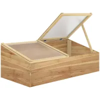 Chilli Wooden Cold Frame Greenhouse Garden Polycarbonate Grow House with Independent Openable Top Covers for Flowers