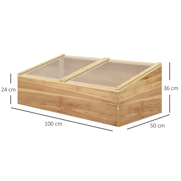 Chilli Wooden Cold Frame Greenhouse Garden Polycarbonate Grow House with Independent Openable Top Covers for Flowers