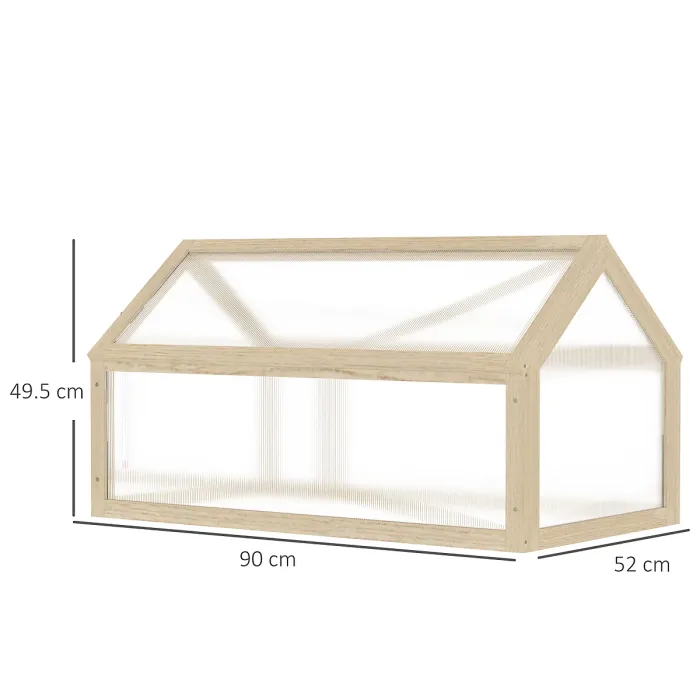 Chilli Wooden Cold Frame Garden Polycarbonate Greenhouse with Openable Top Cover, Grow House for Flowers, Vegetables, Plants