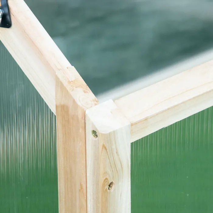 Chilli Wooden Cold Frame Garden Polycarbonate Greenhouse with Openable Top Cover, Grow House for Flowers, Vegetables, Plants