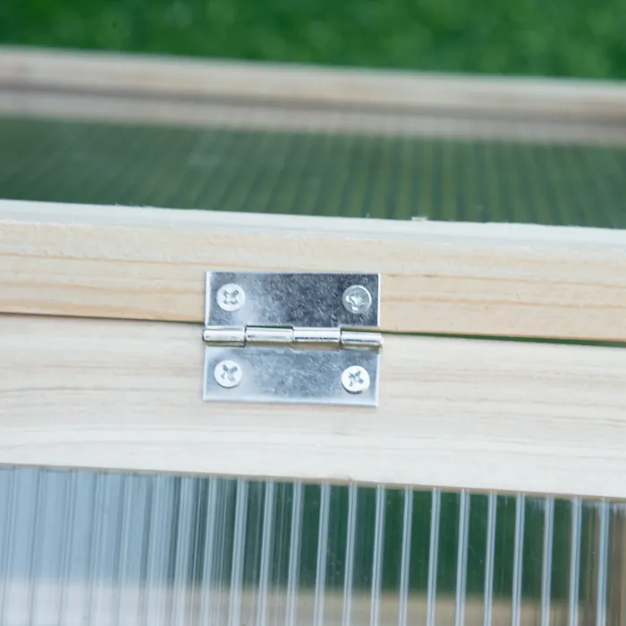 Chilli Wooden Cold Frame Garden Polycarbonate Greenhouse with Openable Top Cover, Grow House for Flowers, Vegetables, Plants