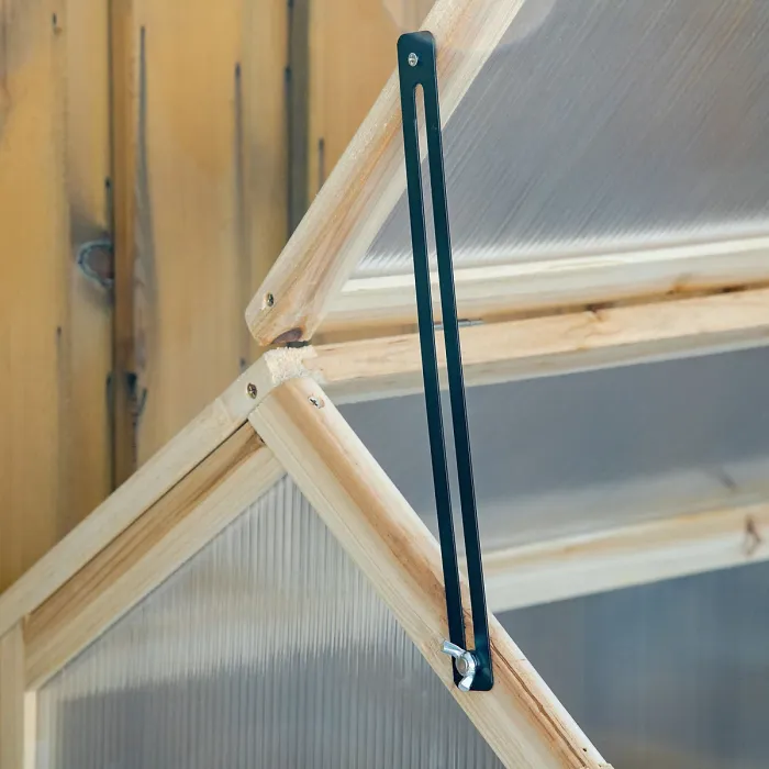 Chilli Wooden Cold Frame Garden Polycarbonate Greenhouse with Openable Top Cover, Grow House for Flowers, Vegetables, Plants