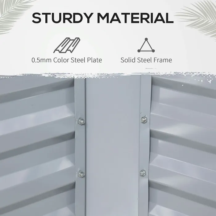 Chilli Raised Garden Bed with Greenhouse, Steel Planter Box with Plastic Cover, Roll Up Window, Dual Use for Flowers, Vegetables