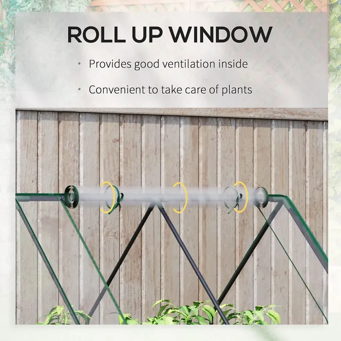 Chilli Raised Garden Bed with Greenhouse, Steel Planter Box with Plastic Cover, Roll Up Window, Dual Use for Flowers, Vegetables