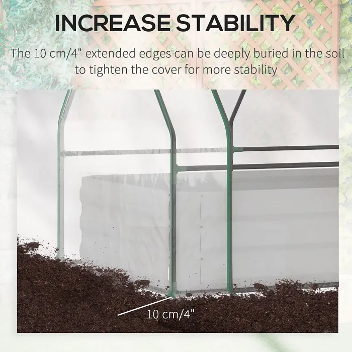 Chilli Raised Garden Bed with Greenhouse, Steel Planter Box with Plastic Cover, Roll Up Window, Dual Use for Flowers, Vegetables