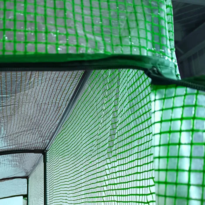 Chilli Walk-In Lean to Wall Greenhouse with Windows and Doors, Outdoor Green House with 3 Tiers 4 Wired Shelves