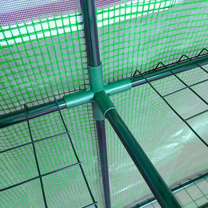 Chilli Walk-In Lean to Wall Greenhouse with Windows and Doors, Outdoor Green House with 3 Tiers 4 Wired Shelves