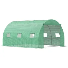 Chilli Walk-in Polytunnel Greenhouse, Outdoor Garden Tunnel Greenhouse Tent with Zipped Roll-Up Door and 6 Mesh Windows