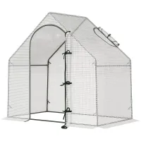 Chilli Walk-In Greenhouse with Window Roll-Up Door, Portable Garden Grow House with Steel Frame for Vegetable Plant Herb