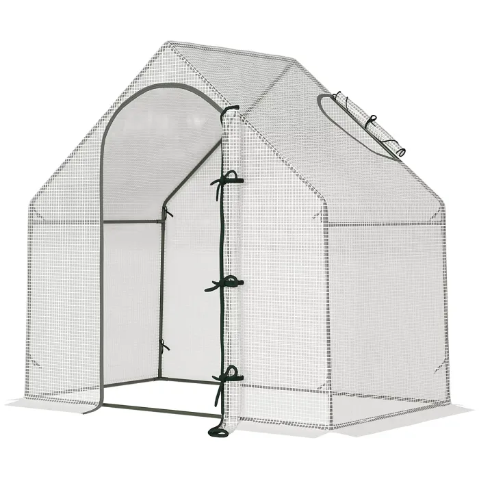 Chilli Walk-In Greenhouse with Window Roll-Up Door, Portable Garden Grow House with Steel Frame for Vegetable Plant Herb