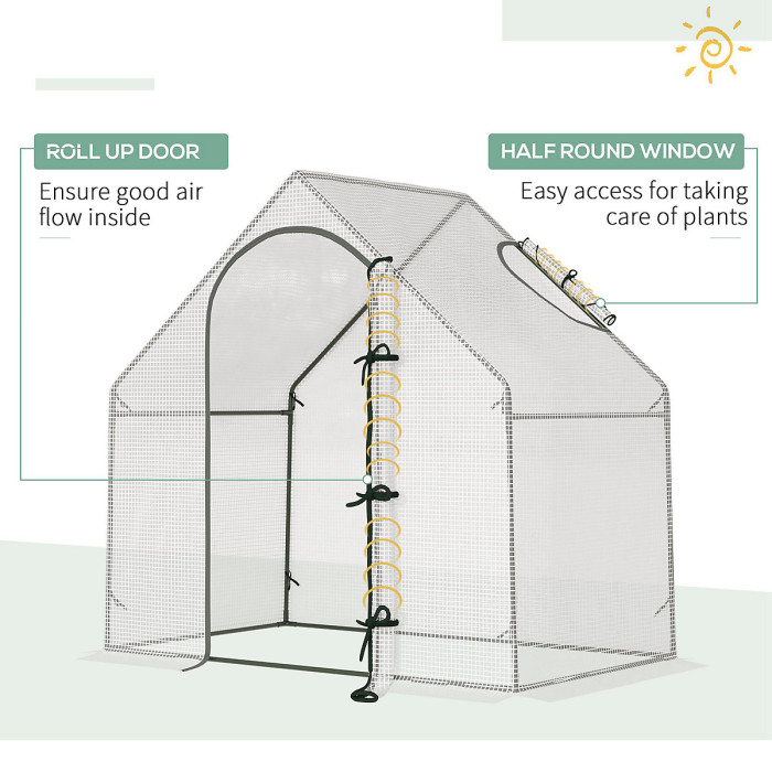 Chilli Walk-In Greenhouse with Window Roll-Up Door, Portable Garden Grow House with Steel Frame for Vegetable Plant Herb
