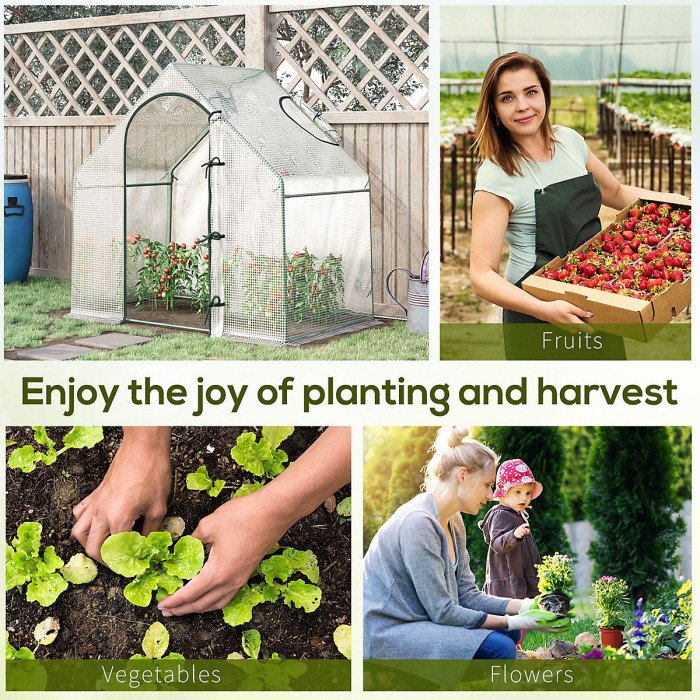 Chilli Walk-In Greenhouse with Window Roll-Up Door, Portable Garden Grow House with Steel Frame for Vegetable Plant Herb