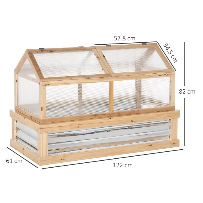 Chilli Raised Garden Bed with Greenhouse Top, Garden Wooden Cold Frame Greenhouse Flower Planter Protection