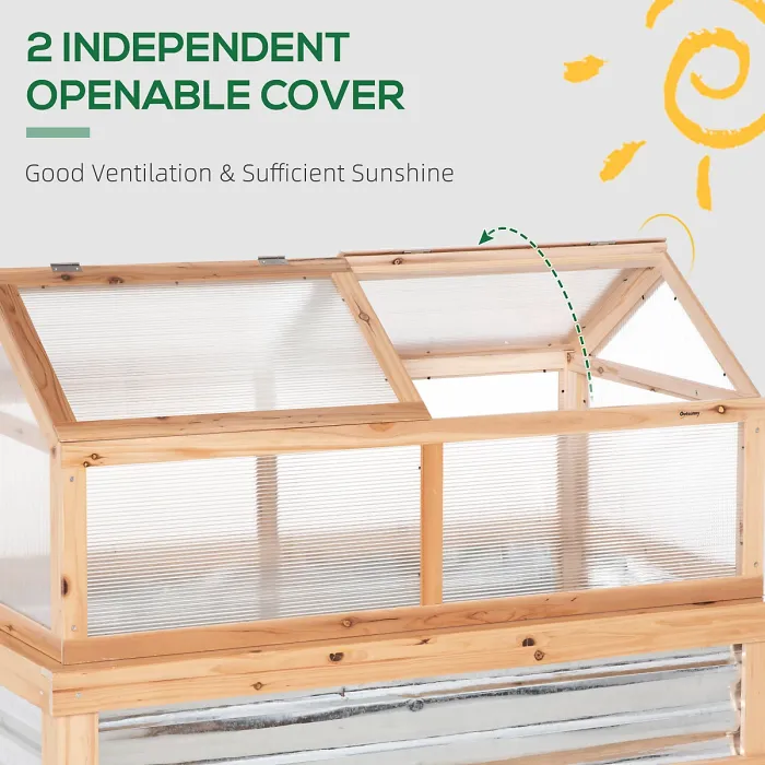 Chilli Raised Garden Bed with Greenhouse Top, Garden Wooden Cold Frame Greenhouse Flower Planter Protection