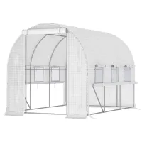 Chilli Walk-in Polytunnel Greenhouse Green House with Roll-up Sidewalls, UV-resistant PE Cover, 3 x 2 x 2m, White