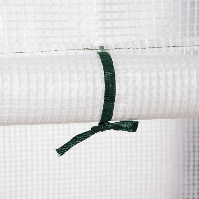 Chilli Walk In Greenhouse with 2 Tier Shelf, Portable Gardening Plant Grow House with Roll up Zip Panel Door, Reinforced PE Cover