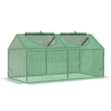 Chilli Mini Greenhouse, Small Plant Grow House for Outdoor with Durable PE Cover, Observation Windows, 120 x 60 x 60 cm, Green