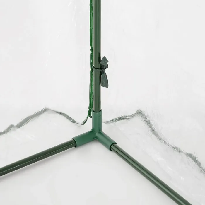 Chilli Outdoor Walk-In Lean to Wall Tunnel Greenhouse w/ Zippered Roll Up Door PVC Cover, Clear, Green 143cm x 118cm x 212cm