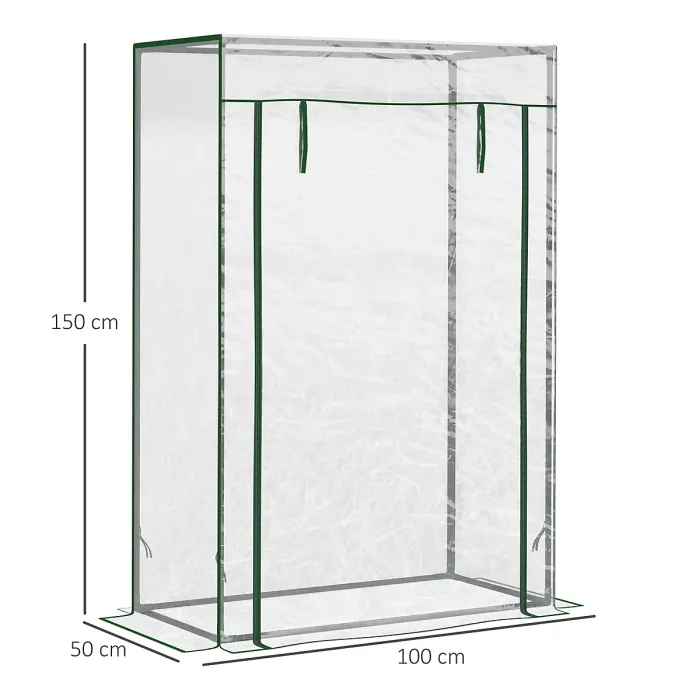 Chilli Tomato Greenhouse with Roll-up Door, Mini Greenhouse with PVC Cover, Outdoor Grow House Small Green House for the Garden