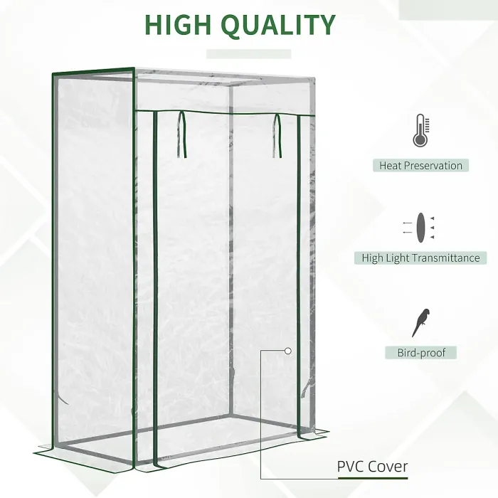 Chilli Tomato Greenhouse with Roll-up Door, Mini Greenhouse with PVC Cover, Outdoor Grow House Small Green House for the Garden