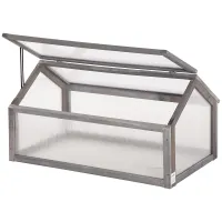 Chilli Wooden Cold Frame Garden Polycarbonate Greenhouse with Openable Top Cover, Grow House for Flowers, Vegetables, Plants