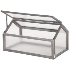 Chilli Wooden Cold Frame Garden Polycarbonate Greenhouse with Openable Top Cover, Grow House for Flowers, Vegetables, Plants