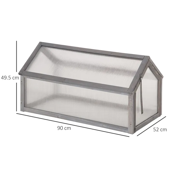 Chilli Wooden Cold Frame Garden Polycarbonate Greenhouse with Openable Top Cover, Grow House for Flowers, Vegetables, Plants