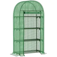 Chilli 4 Tier Mini Greenhouse for Outdoor, Portable Gardening Plant Green House with Storage Shelf, Roll-Up Zipped Door