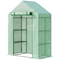Chilli Walk In Greenhouse with Shelves, Portable Gardening Plant Grow House for Outdoor with 2 Tier Shelf, Roll-Up Zippered Door