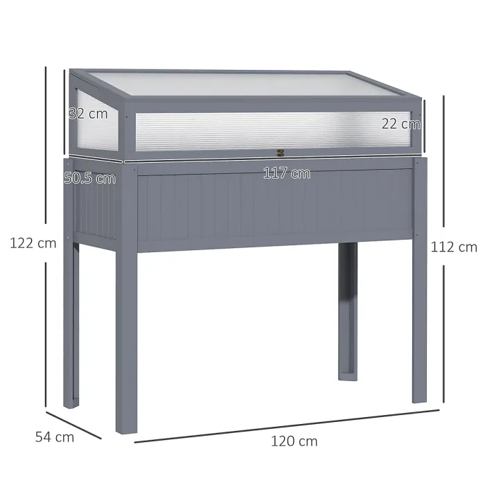 Chilli Raised Garden Bed 2-IN-1 Wood Cold Frame Greenhouse with Elevated Garden Box, Openable Top for Flowers, Vegetables