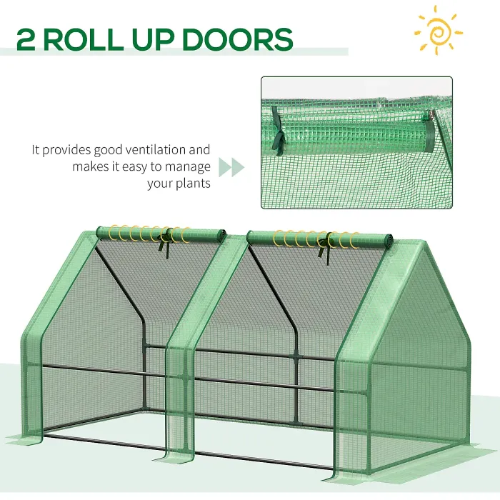 Chilli Mini Small Greenhouse with Steel Frame & PE Cover & Zippered Window Poly tunnel Steeple for Plants Vegetables