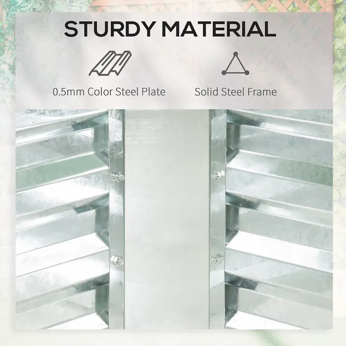 Chilli Raised Garden Bed with Greenhouse, Steel Planter Box with Plastic Cover, Roll Up Window, Dual Use for Flowers