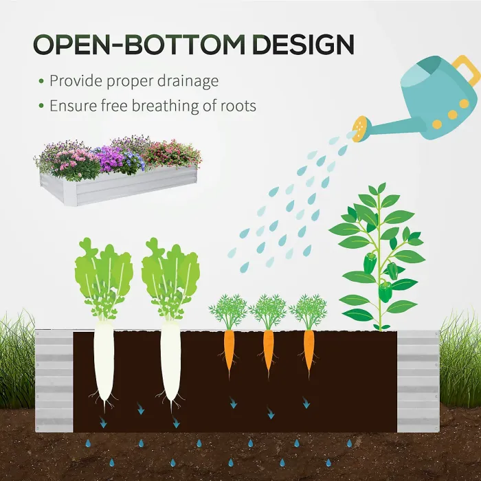 Chilli Raised Garden Bed with Greenhouse, Steel Planter Box with Plastic Cover, Roll Up Window, Dual Use for Flowers