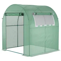 Chilli Walk in Polytunnel Greenhouse, Green House for Garden with Roll-up Window and Door, 1.8 x 1.8 x 2 m, Green