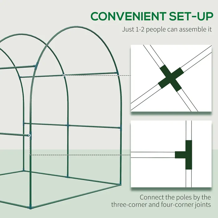 Chilli Walk in Polytunnel Greenhouse, Green House for Garden with Roll-up Window and Door, 1.8 x 1.8 x 2 m, Green