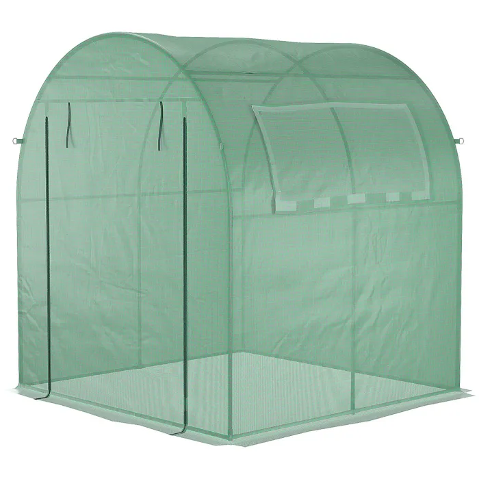 Chilli Walk in Polytunnel Greenhouse, Green House for Garden with Roll-up Window and Door, 1.8 x 1.8 x 2 m, Green