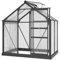 Chilli 6 x 4ft Polycarbonate Greenhouse, Large Walk-In Green House with Slide Door and Window, Garden Plants Grow House