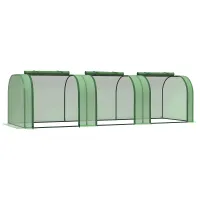 Chilli Mini Greenhouse, Small Polytunnel Green House with Zipped Doors, Steel Frame for Garden Backyard, 295 x 100 x 80cm, Green